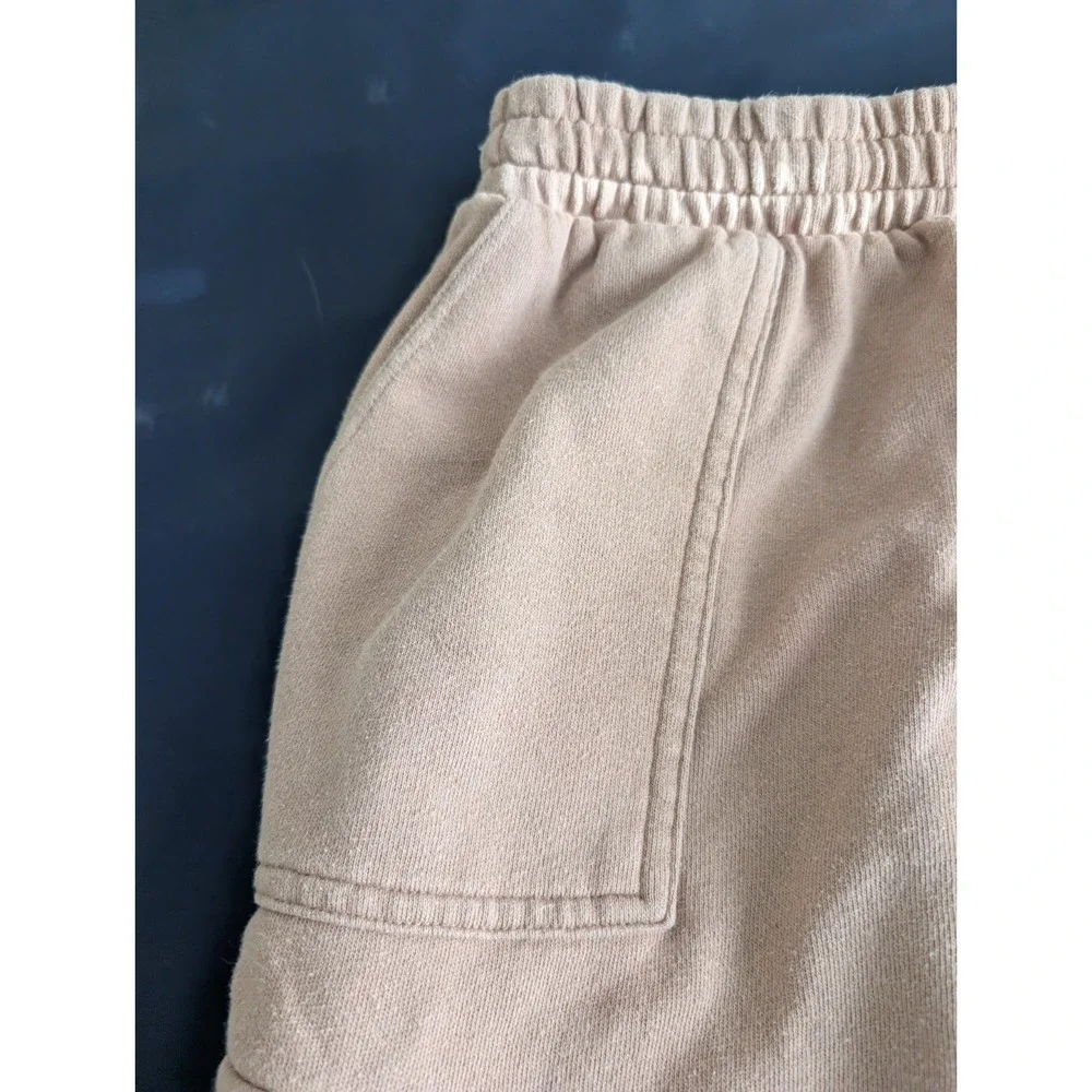Old Navy SoComfy Sweatpants Mens S Beige Fleece Cargo Pockets Elastic Drawstring